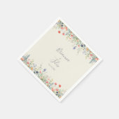 放射色数々ののワイルドフラワー結婚ズのナプキン スタンダードカクテルナプキン (角)