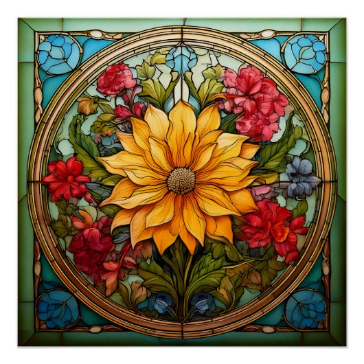 放射花模様 ポスター (正面)