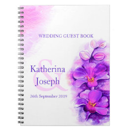 放射蘭の紫色の結婚式の来客名簿 ノートブック