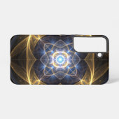 放射金ゴールドブルーフラクタルホンケース SAMSUNG GALAXYケース (裏面横)