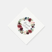 放射開花パーソナライズされた結婚の スタンダードカクテルナプキン (角)