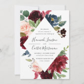 放射開花フレーム結婚式招待状 招待状 (正面)