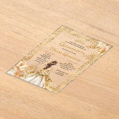 放射開花フローラプリンセス金ゴールドキンセアニェラ アクリル招待状 (レイダウン)