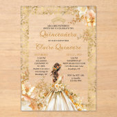 放射開花フローラプリンセス金ゴールドキンセアニェラ アクリル招待状 (正面)