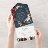 放射開花フローラ結婚フレーム オールインワン招待状 (貼ってはがせる)