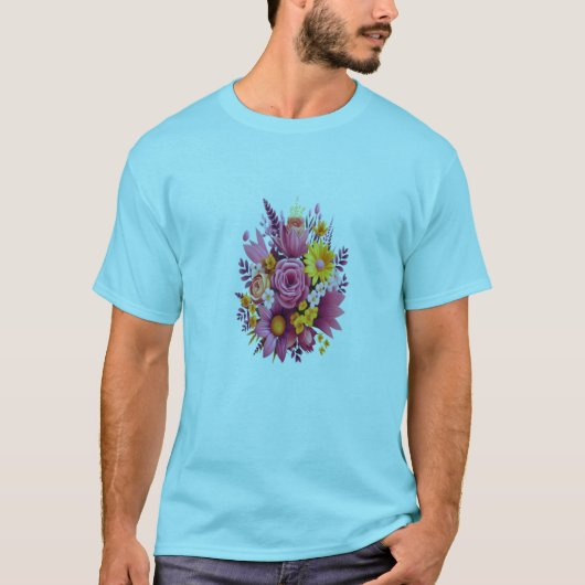放射開花フローラT型 Tシャツ (正面)