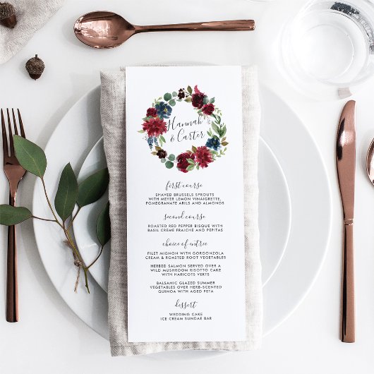 放射開花リース結婚のメニューカード メニュー