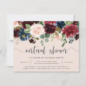 放射開花仮想ブライダルまたはベビーシャワー 招待状 (正面)