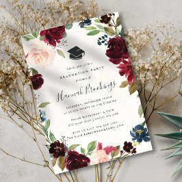 放射開花卒業パーティー招待状 招待状