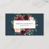 放射開花 |ネイビー&ブルゴーニュフローラ 予約カード (正面)