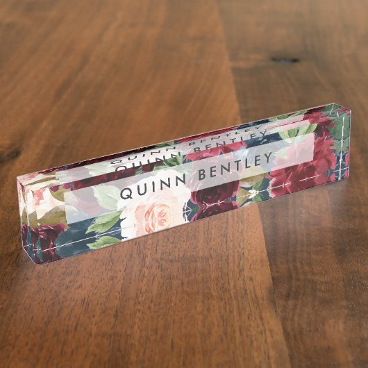 放射開花 |水エレガント色フローラ デスクネームプレート (側面)