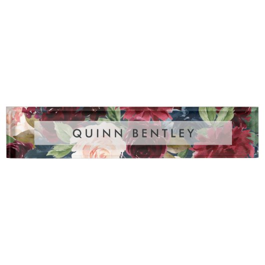 放射開花 |水エレガント色フローラ デスクネームプレート (正面)