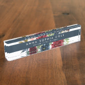 放射開花 |水モダン色フローラ デスクネームプレート (側面)