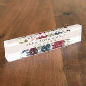 放射開花 |水モダン色フローラ デスクネームプレート (側面)