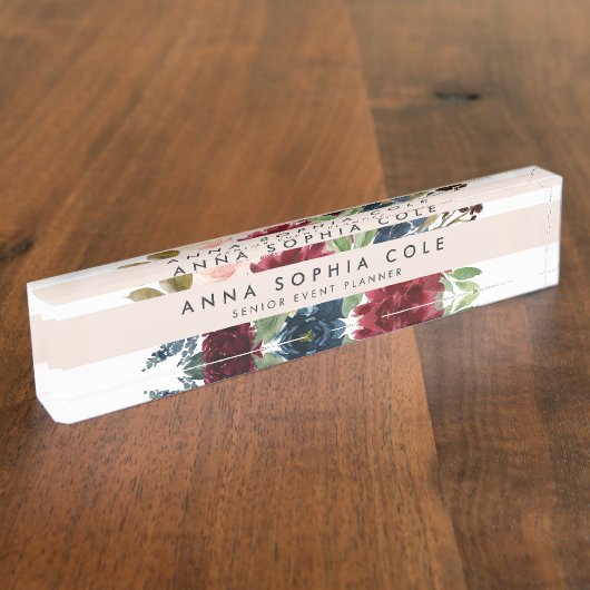 放射開花 |水モダン色フローラ デスクネームプレート (側面)