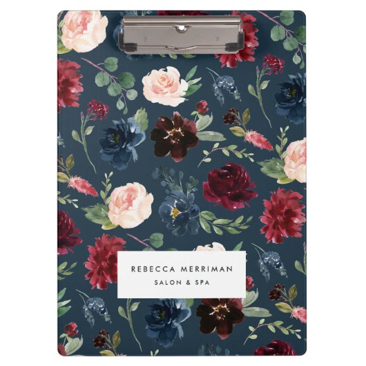 放射開花 |水彩フローラ パーソナライズされた クリップボード (正面)