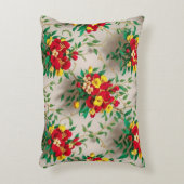 放射開花：赤鮮やかと黄色のフローラ アクセントクッション (正面(垂直))