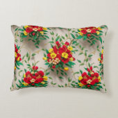 放射開花：赤鮮やかと黄色のフローラ アクセントクッション (裏面)