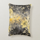 放射開花：黄色と黒のフローラ アクセントクッション (裏面(縦))