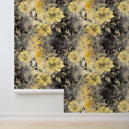 放射開花：黄色と黒のフローラ 壁紙