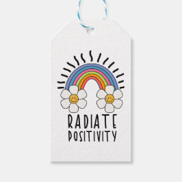 放射陽性 |カラフル虹と花 ギフトタグ