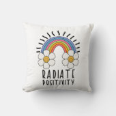 放射陽性 |カラフル虹と花 クッション (正面)