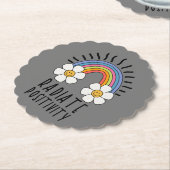 放射陽性 |カラフル虹と花 ペーパーコースター (アングル)
