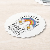 放射陽性 |カラフル虹と花 ペーパーコースター (アングル)