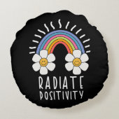 放射陽性 |カラフル虹と花 ラウンドクッション (裏面)