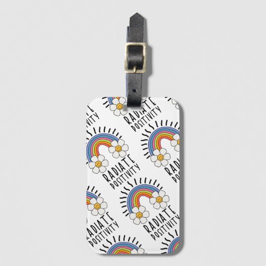 放射陽性 |カラフル虹と花 ラゲッジタグ (正面縦)
