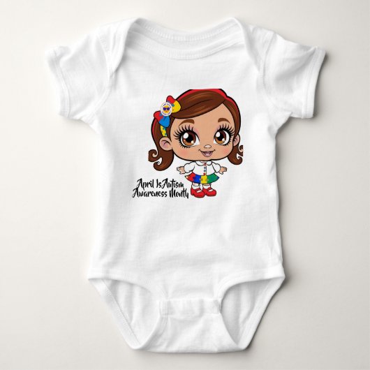 「放射霊：小さな女の子の祝自閉症 ベビーボディスーツ (正面)