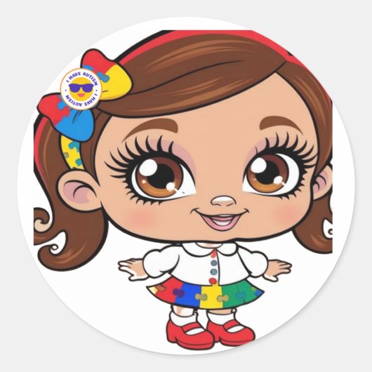 「放射霊：小さな女の子の祝自閉症 ラウンドシール (正面)