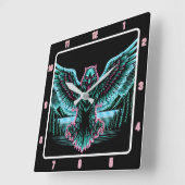 放射《鳥》ハヤブサグロー時計 スクエア壁時計 (傾斜)