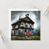 放棄されたオールドハウススプレーグ絵を描ラフィティ カード (正面/裏面インサイチュ)