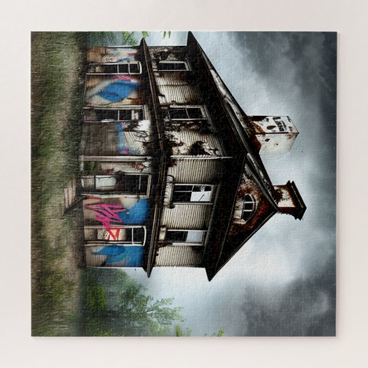 放棄されたオールドハウススプレーグ絵を描ラフィティ ジグソーパズル (横)