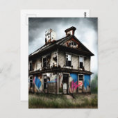 放棄されたオールドハウススプレーグ絵を描ラフィティ ポストカード (正面/裏面)
