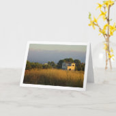 放棄されたカントリーファームハウスランドスケープ カード (黄色い花)