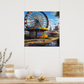 放棄されたカーニバルの観覧車 AIアート ポスター (キッチン)