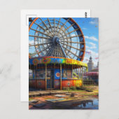 放棄されたカーニバル空の観覧車 ポストカード (正面/裏面)