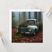 放棄されたトラックのデジタルアートフラットグリーティングカード カード (正面/裏面インサイチュ)