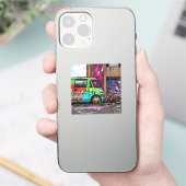 放棄されたバンとバイクのグラフィティアーバンアート シール (スマートフォン)