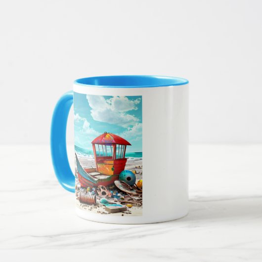 放棄されたビーチボート難破船AIがアートを生成 マグカップ (正面左)