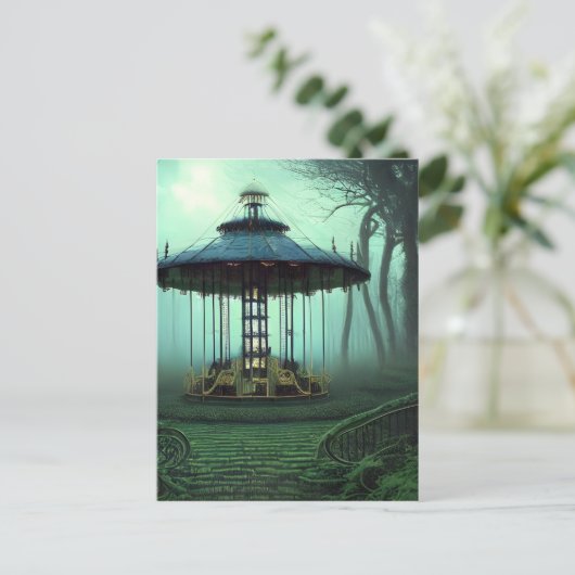 放棄された回転木馬デジタルアート ポストカード (スタンド正面)