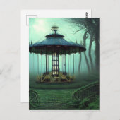 放棄された回転木馬デジタルアート ポストカード (正面/裏面)