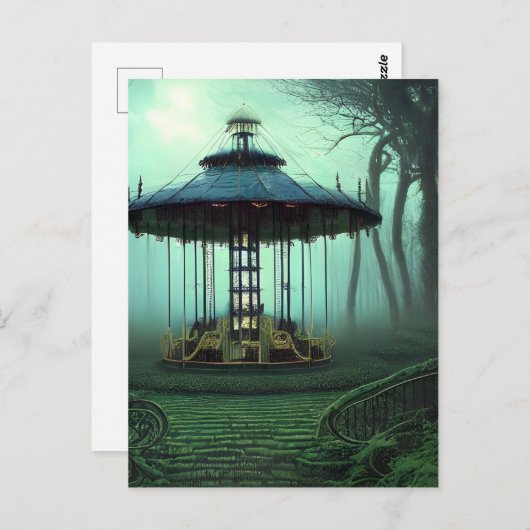 放棄された回転木馬デジタルアート ポストカード (正面/裏面)