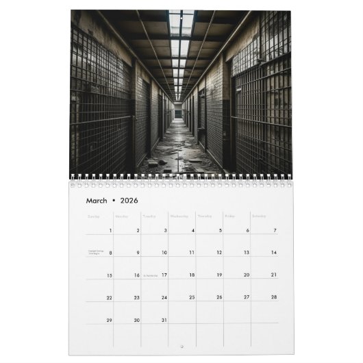 放棄された場所と宇宙AIアート カレンダー (3月 2026)