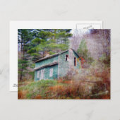 放棄された家とトラックのデジタルアート ポストカード (正面/裏面)