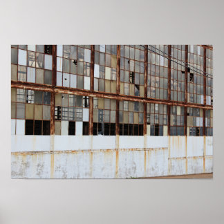 放棄された工場倉庫の壊れた窓 ポスター