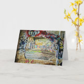 放棄された建物は感じ決して単独の通りアート カード (黄色い花)