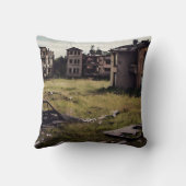 放棄された建物アーバンポストアポカリプティックアート クッション (裏面)